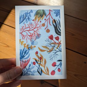 Carte postale illustrée à l'aquarelle « décembre »