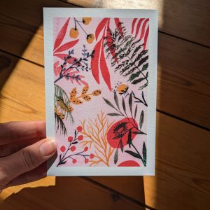 Carte postale illustrée à l’aquarelle « juillet »