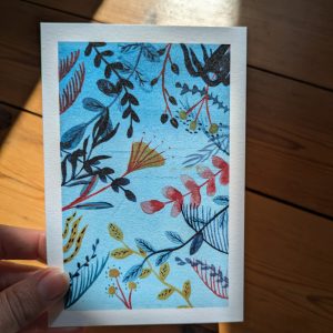 Carte postale illustrée à l’aquarelle « octobre »