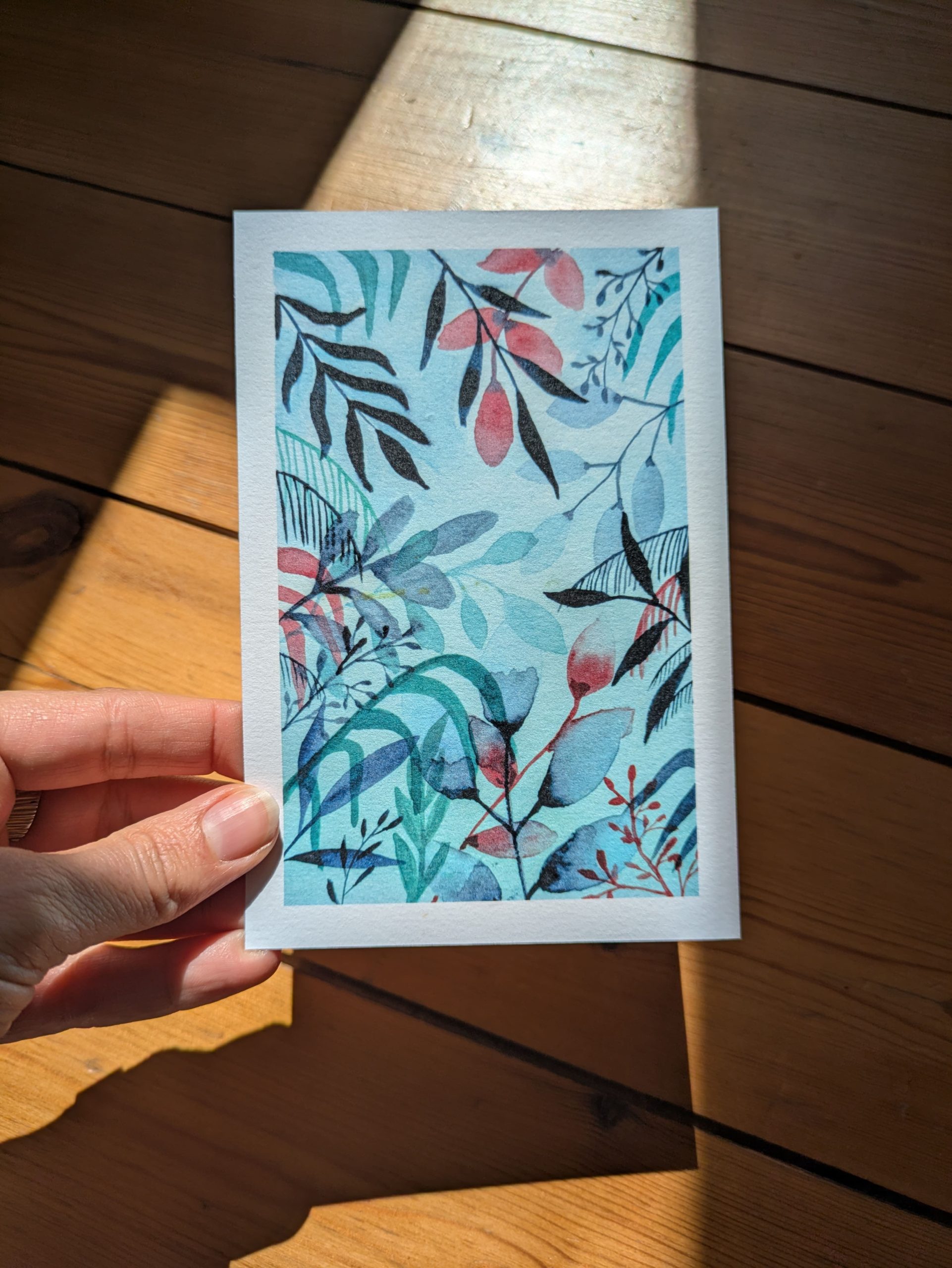 Carte postale illustrée à l’aquarelle « janvier »