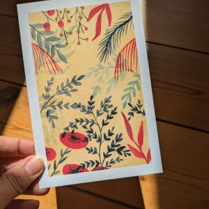 Carte postale illustrée à l’aquarelle « février »
