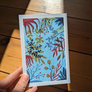 Carte postale illustrée à l’aquarelle « août »